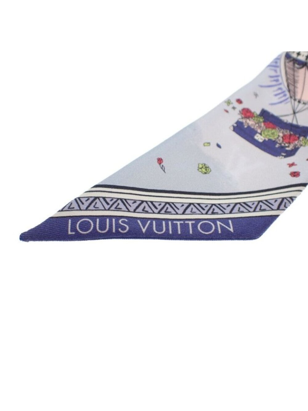 Louis Vuitton Eclipse Bandeau Scarf Silk Blue Beige - Picture 4 of 10